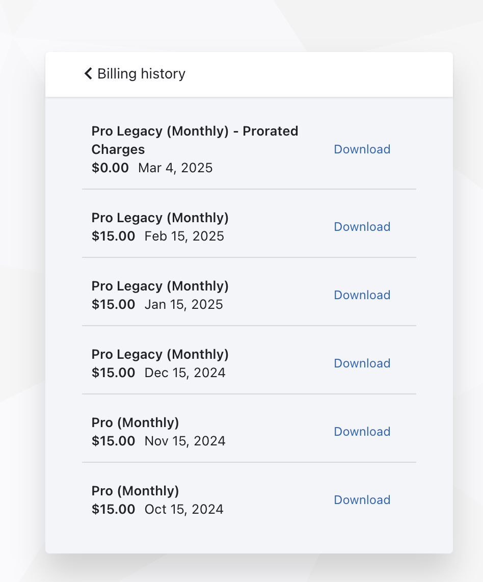 Downloading an invoice
